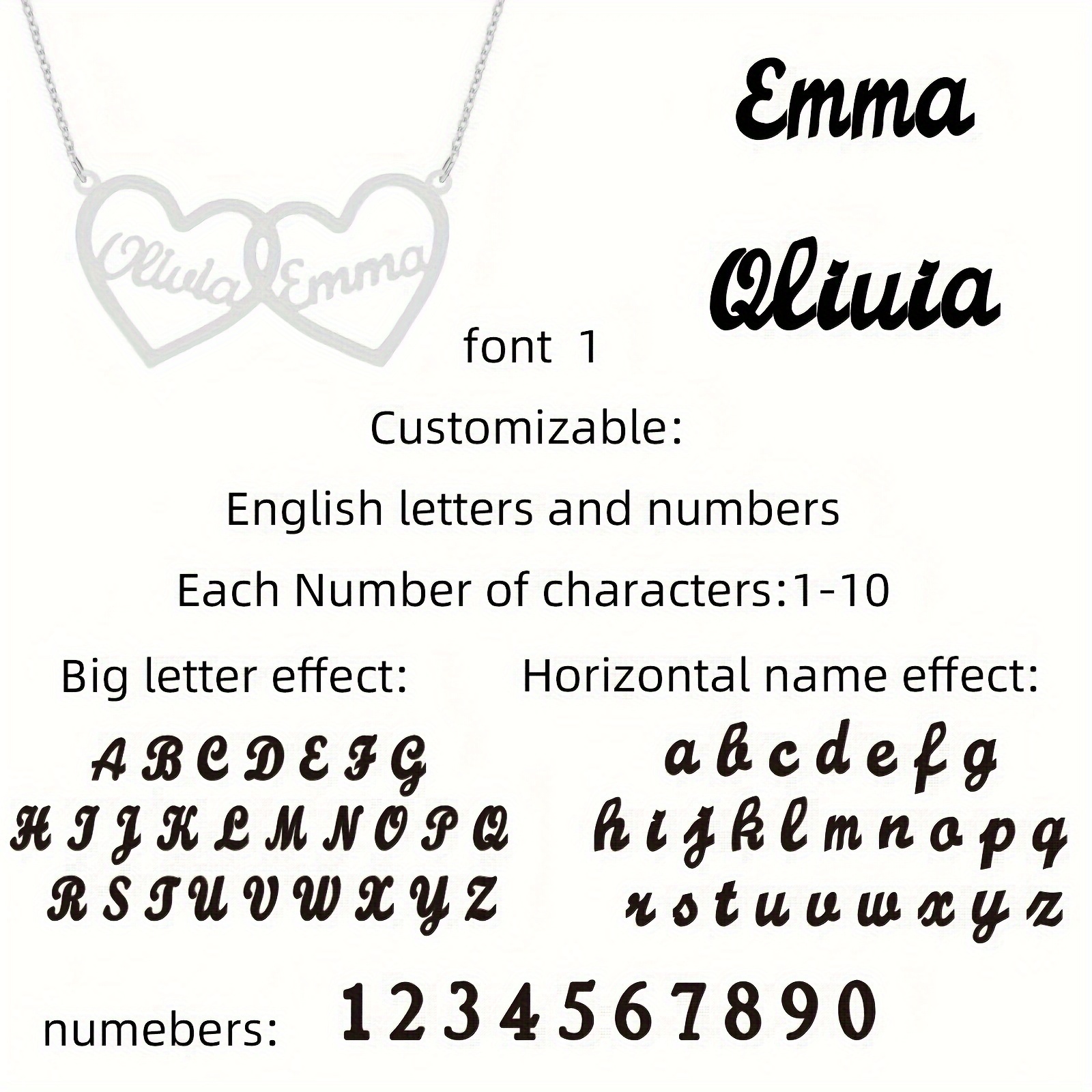 Custom Double Heart Symbol Family Necklace — Engravable Gift